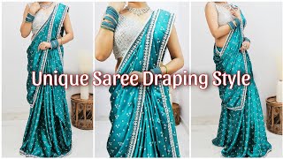 Unique Saree Draping Style  Saree Draping Ideas  Stylish saree draping style [upl. by Ellebanna]