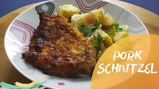 Pork Schnitzel Pork Schnitzel with Warm Cabbage [upl. by Kenta]