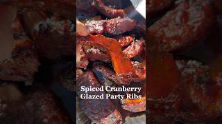 Recipe in comments Spiced Cranberry Glazed Party Ribs ❤️‍🔥 [upl. by Hajan]