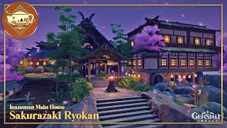 Inazuman Main House ♨️ Sakurazaki Ryokan【 Part 1 Exterior】  Serenitea Pot  Genshin Impact  原神 [upl. by Fontana874]