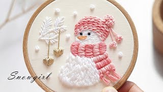 Snowgirl new embroidery tutorial with PDF Pattern [upl. by Jamil]