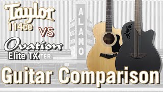 Taylor 114ce vs Ovation Elite TX  The Best Stage Ready Acoustic Guitars [upl. by Nylyak]