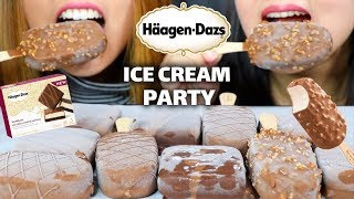 ASMR HAAGEN DAZS ICE CREAM PARTY EXTREME CRUNCHY EATING SOUNDS  KimampLiz ASMR [upl. by Ahsuas]