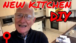 New kitchen DIY installation of BampQ flat pack cupboards and compact laminate worktops final episode [upl. by Ellary]