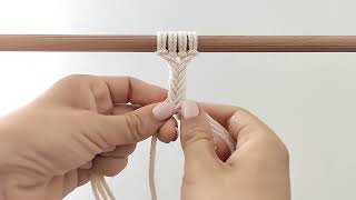 Makramé Négyes Halszálka Fonat készítés  Tanuljunk Együtt Makramézni Macrame Beginner Tutorial [upl. by Ericksen]