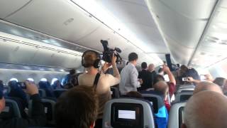 United Airlines Boeing 787 Inaugural Flight  CEO Jeff Smiseks Speech after Takeoff [upl. by Helprin]