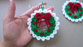 CROCHET TUTORIAL ♥ CORONA A CROCHET PASO A PASO  Corona Navideña quot Adornos de Navidad [upl. by Izak]