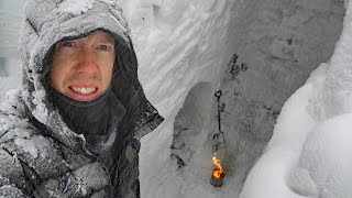 Survival Camping in 12 ft 4 m of Snow During a Blizzard [upl. by Claudina]