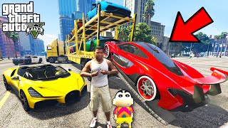 Franklin Delivering ULTRA LUXURY SUPER CARS in GTA 5  SHINCHAN and CHOP [upl. by Akeylah584]