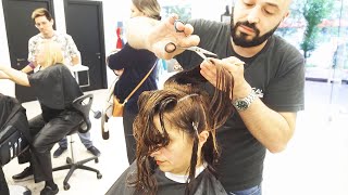 SHOULDER LENGTH BOB HAIRCUT WITH MULTIPLE LAYERES AND BANGS [upl. by Nolra]