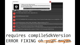 unity CheckAarMetadataWorkAction requires compileSdkVersion FIX [upl. by Berget]