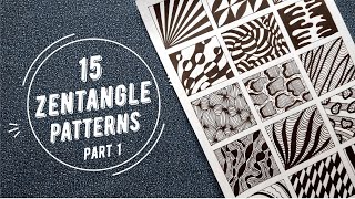 15 Zentangle Patterns For Beginners  Part 1  Step By Step Art Tutorial [upl. by Reeher]