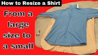 How to resize mens dress shirt from large size to smallTUTORIAL [upl. by Adnohsar479]