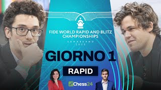 Campionato del Mondo Rapid 2023 con Carlsen Nepo Duda MVL Aronian Caruana Brunello  Giorno 1 [upl. by Moffit]