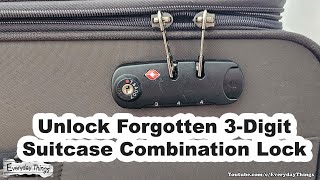 How to Easily Unlock a Forgotten 3Digit Suitcase Combination Lock [upl. by Ydnolem625]