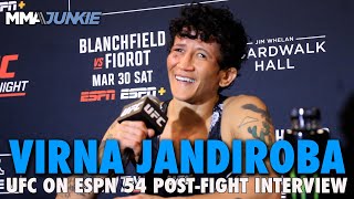 Virna Jandiroba Breaks Out Singing English After Defeating Loopy Godinez UFC on ESPN 54 [upl. by Artemisa766]