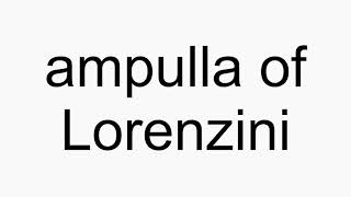 How to pronounce ampulla of Lorenzini [upl. by Annatnas]