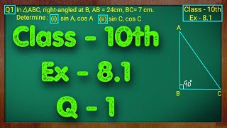 Class  10 Ex  81 Q1 Maths Trigonometry NCERT CBSE [upl. by Tiat]