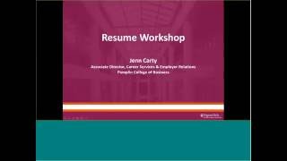 Resume Workshop Pamplin Career Services [upl. by Leinehtan]