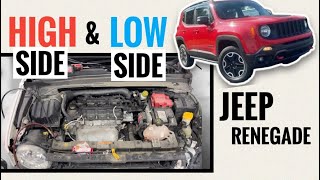 How To Locate AC High amp Low Side Fittings Service Port Location Connection Hook Up Jeep Renegade [upl. by Grefe731]