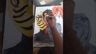 Obito Uchiha drawing with water colour ❤️‍🔥drawingobitonarutoart [upl. by Perzan363]