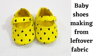 Baby Shoe making from leftovers Baby fabric shoes [upl. by Aicenad676]