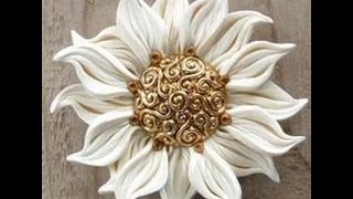 DIY how to make clay Sun Flower accessories tutorial [upl. by Lord339]