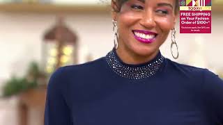 Susan Graver Occasions Liquid Knit Embellished MockNeck Top on QVC [upl. by Erb]