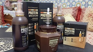 protein brazilian shampoo بلا متمشي للصالون اجي نعطيك البروتين البرازيلي بالكيراتين للعناية بالشعر [upl. by Nahtan282]