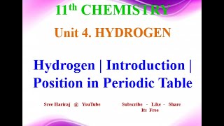 Hydrogen  Introduction  Position in Periodic Table  in Tamil  11th Chemistry [upl. by Oirad]