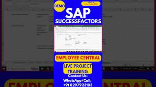 SAP SuccessFactors Employee Central Training Video 46 7 Sep 2024 sapsuccessfactorstraining [upl. by Llibyc]