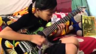 Paganini caprice 5thSteve vai coverAyu gusfanz 8 years Old from Indonesia [upl. by Thorley]