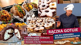 Rączka gotuje faszerowane ziemniaki rolada z piernikową nutą oczka migdałowe [upl. by Narat]