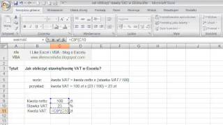 Jak policzyć kwotę stawkę VAT w Excelu [upl. by Yssirc]
