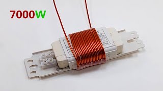 How to make 240v Energy 7000w Free Energy With Speaker And Light Bulb Transformer copper coil Tools [upl. by Anauqahs]