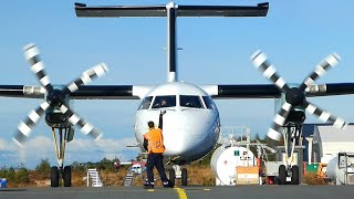 Widerøe Dash8300 startup at Stord airport 2016 [upl. by Yeslehc]