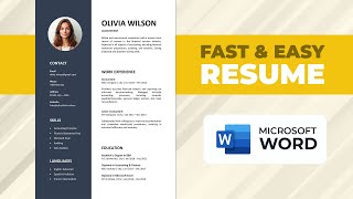 How to Make a Resume on Word  Fast amp Easy  Microsoft Word CV Template [upl. by Navada]