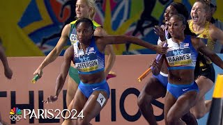 Melissa Jefferson leads USA in dominant womens 4x100m relay at World Athletics Relays  NBC Sports [upl. by Latham182]