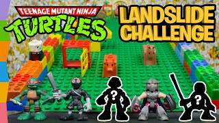 Ninja Turtles Lego Landslide Challenge ft TMNT Half Shell Heroes Baby Donatello Shredder by ToyRap [upl. by Isborne]