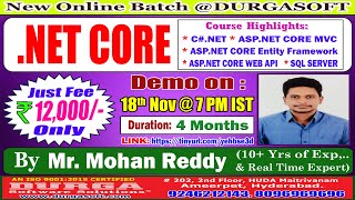 NET CORE Online Training  DURGASOFT [upl. by Atnauq700]