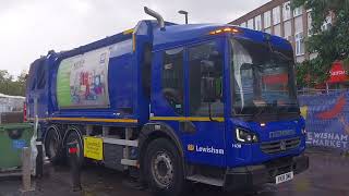 Lewisham council Dennis elite 6 Geesink emptying cardboard 1100L bins [upl. by Tirza480]