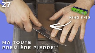 On affûte un couteau japonais sur ma toute première pierre  Aiguisage sur pierre King k80 [upl. by Atila238]