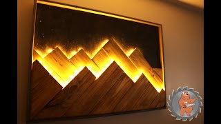 LED wall art wood mountain [upl. by Einalem]