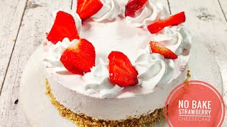 No Bake Strawberry Cheesecake Recipe  Arunima Bakes  Eggless Strawberry Cheesecake [upl. by Solotsopa534]