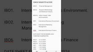 DATE SHEET FOR DECEMBER 2024 TERMEND EXAMINATION ignou ignoudatesheet ignoumcomdatesheet2024 [upl. by Ned]