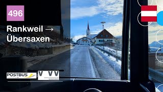 4K 🇦🇹 Cab Ride POSTBUSLANDBUS VORARLBERG  496 Rankweil → Übersaxen  MB eCitaro Elektrobus [upl. by Hairaza]