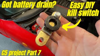 How to install a battery cut off switch  shown on a 98 Corvette C5 Project Part 7 [upl. by Bald]