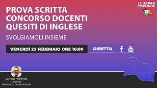 Prova scritta concorso docenti quesiti di inglese svolgiamoli insieme La lezione del prof Marenco [upl. by Nnylarat]