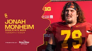 USC OL Jonah Monheim  Tuesday of Penn State Week [upl. by Tengler]