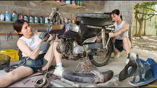 Genius girl restores HONDA motorbikes that were in a serious accident  Girl Mechanical [upl. by Willey]